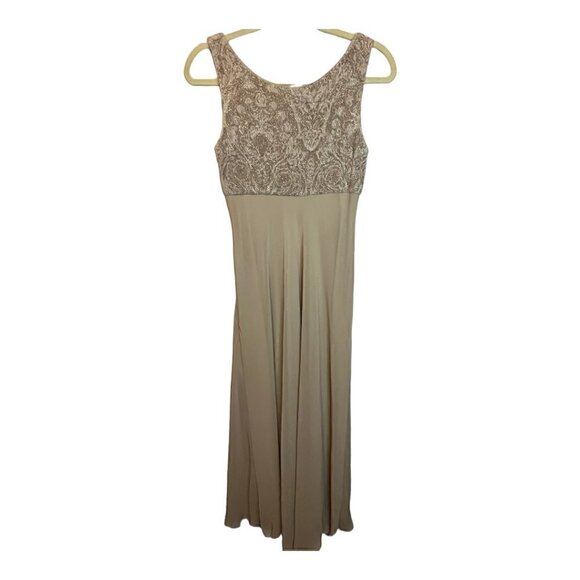 Alex Evenings Dress Women's size 8P Petite‎ Tan Sparkle Mother of Bride Wedding - Picture 4 of 9